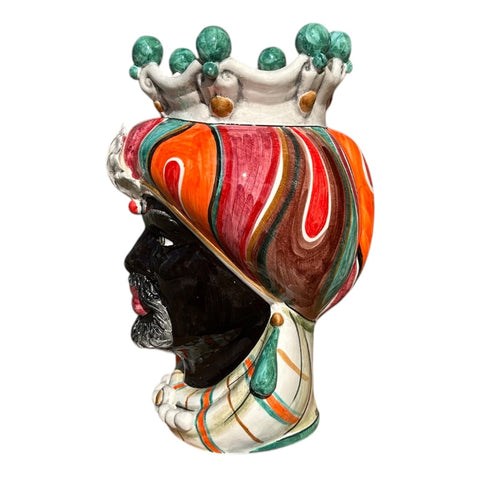TESTA DI MORO CERAMICA SICLIANA CALTAGIRONE TURBANTE MULTICOLOR 35 CM