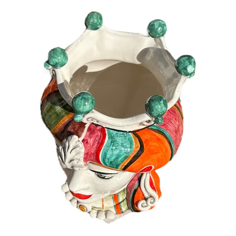 TESTA DI MORO CERAMICA SICLIANA CALTAGIRONE TURBANTE MULTICOLOR 35 CM