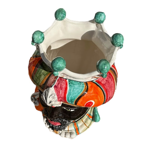 TESTA DI MORO CERAMICA SICLIANA CALTAGIRONE TURBANTE MULTICOLOR 35 CM