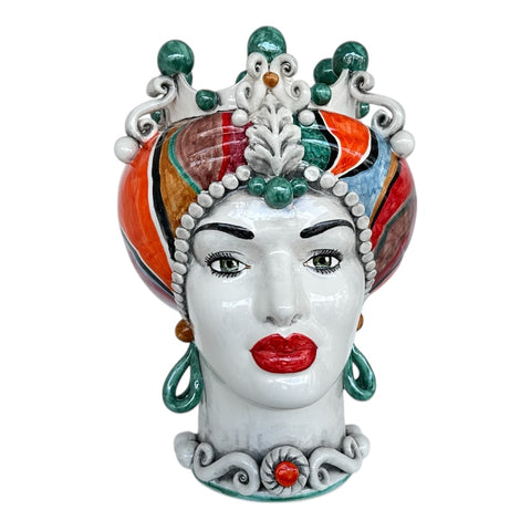 TESTE DI MORO IN CERAMICA SICILIANA MULTICOLOR 42 CM