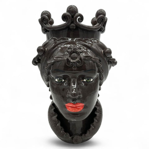 Testa di Moro in Ceramica Marrone Scuro - Donna | H.43 x L.28 cm