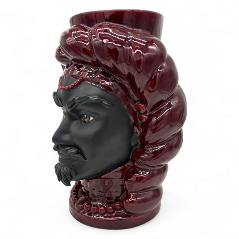 Testa di Moro in Ceramica Bordeaux - Uomo | H.36 x L.26 cm