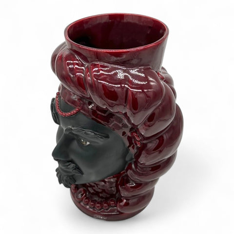 Testa di Moro in Ceramica Bordeaux - Uomo | H.36 x L.26 cm