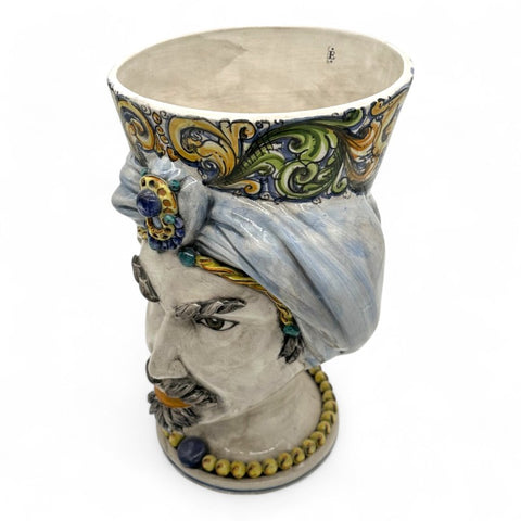 Testa di Moro in Ceramica Decorata a Mano - Uomo | H.35 x L.22 cm
