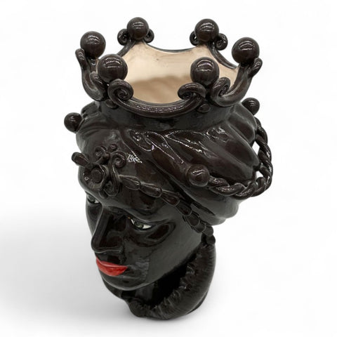 Testa di Moro in Ceramica Marrone Scuro - Donna | H.43 x L.28 cm
