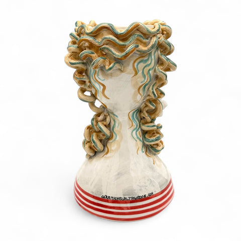 Vaso viso donna in ceramica artigianale dipinto a mano – H.34 x L.20 cm