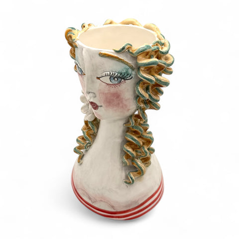 Vaso viso donna in ceramica artigianale dipinto a mano – H.34 x L.20 cm