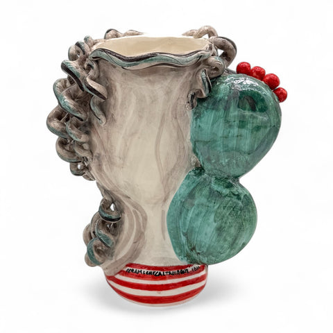 Vaso viso donna in ceramica artigianale dipinto a mano – H.26 x L.21 cm