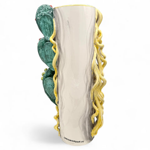Vaso viso donna in ceramica artigianale dipinto a mano H.54 x L.28 cm