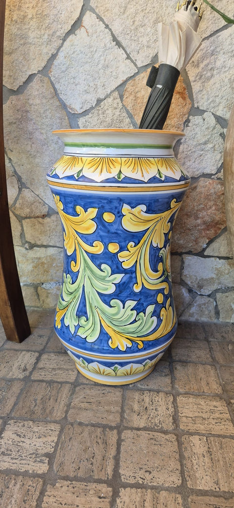 SCHIRMSTÄNDER AUS BLAUER CALTAGIRONE-KERAMIK CM 50