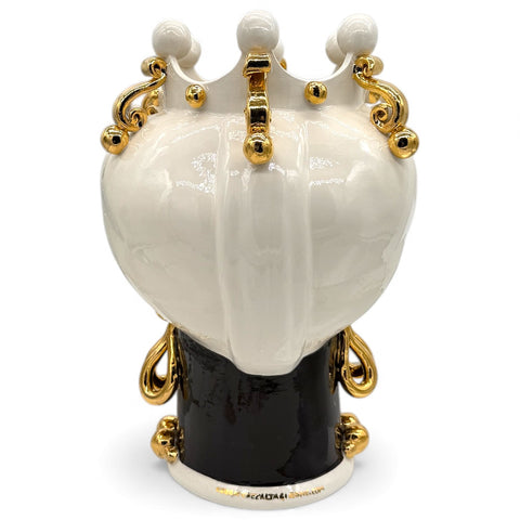 Teste di Moro in Ceramica Decorata Luxury White Gold H. 40 cm x L. 30 cm