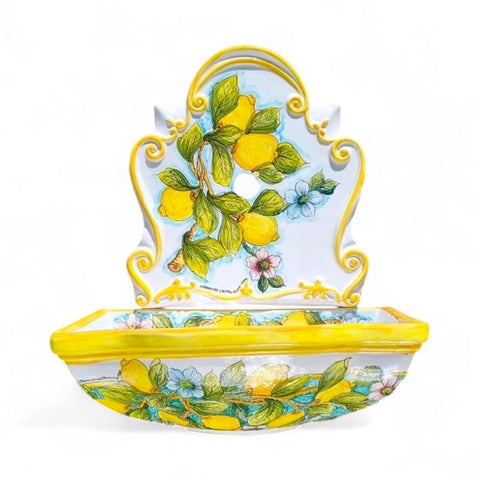 Fontana in Ceramica di Caltagirone – Modello da Parete “Limoni”