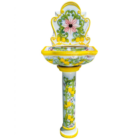 Fontana in Ceramica Siciliana di Caltagirone – Modello "Limoni Gialla"