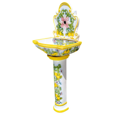 Fontana in Ceramica Siciliana di Caltagirone – Modello "Limoni Gialla"