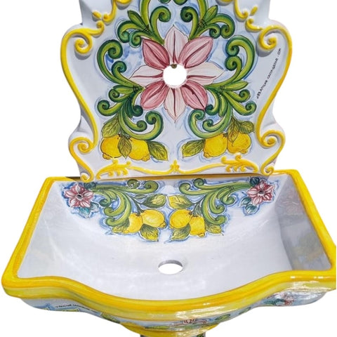 Fontana in Ceramica Siciliana di Caltagirone – Modello "Limoni Gialla"