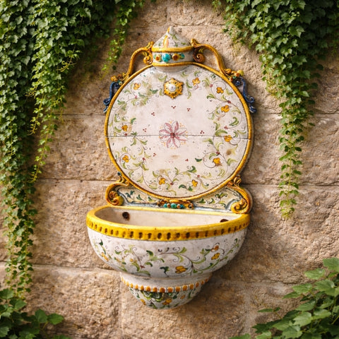 Fontana Murale Ceramiche Caltagirone Giallo Antico 60 cm