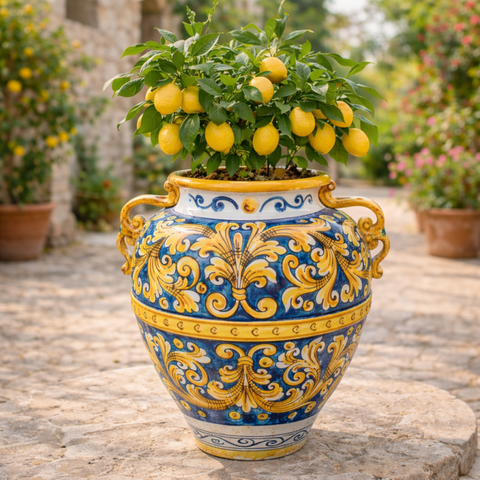 GIARA CERAMICA SICILIANA CALTAGIRONE BLU COBALTO 75 CM