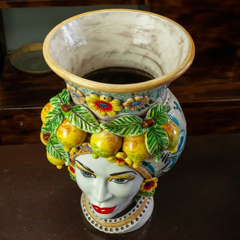 Teste di moro in ceramica siciliana frutta H. 53 x L. 30 cm
