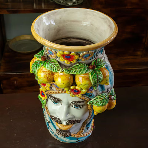 Teste di moro in ceramica siciliana frutta H. 53 x L. 30 cm