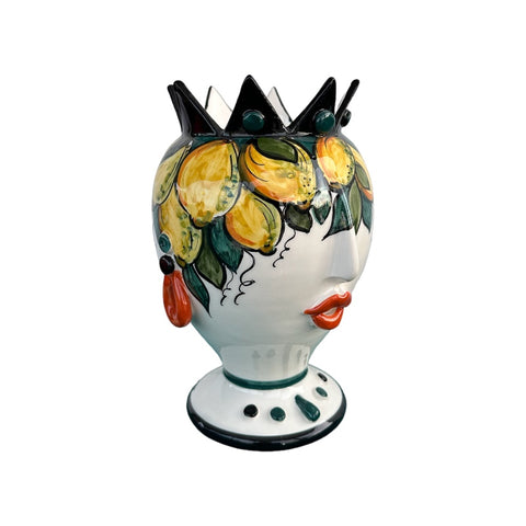 SICILIAN CERAMIC VASE WITH LEMON DECORATION H. 23 CM