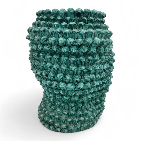Testa di Moro in Ceramica Verde Pigna- Uomo | H.33 x L.25 cm