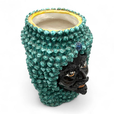 Testa di Moro in Ceramica Verde Pigna- Uomo | H.33 x L.25 cm