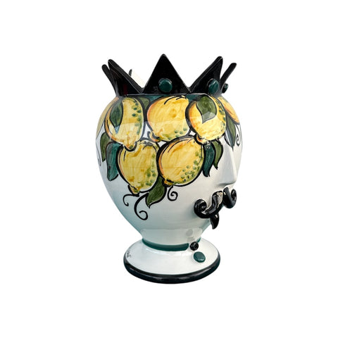 SICILIAN CERAMIC VASE WITH LEMON DECORATION H. 23 CM