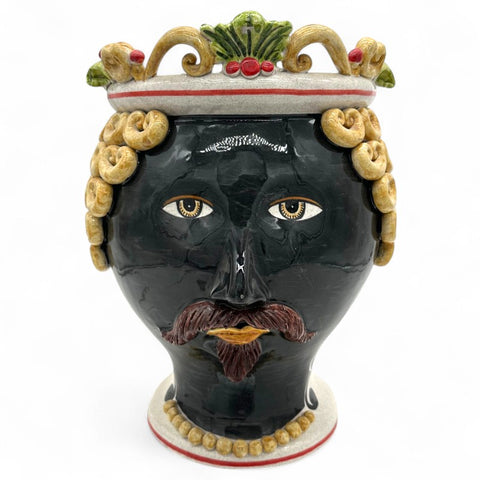 Testa di Moro in Ceramica Artistica - Uomo Riccioli | H.40 x L.32 cm