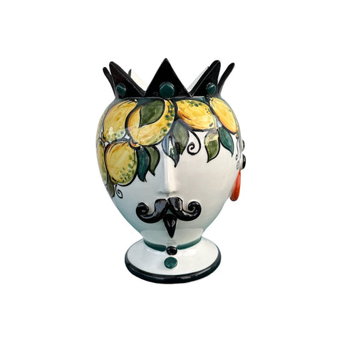 SICILIAN CERAMIC VASE WITH LEMON DECORATION H. 23 CM