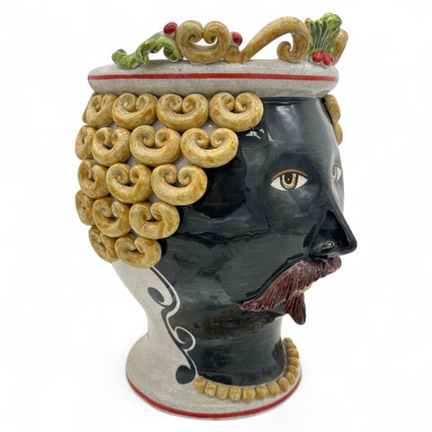 Testa di Moro in Ceramica Artistica - Uomo Riccioli | H.40 x L.32 cm