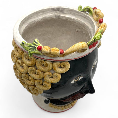 Testa di Moro in Ceramica Artistica - Uomo Riccioli | H.40 x L.32 cm