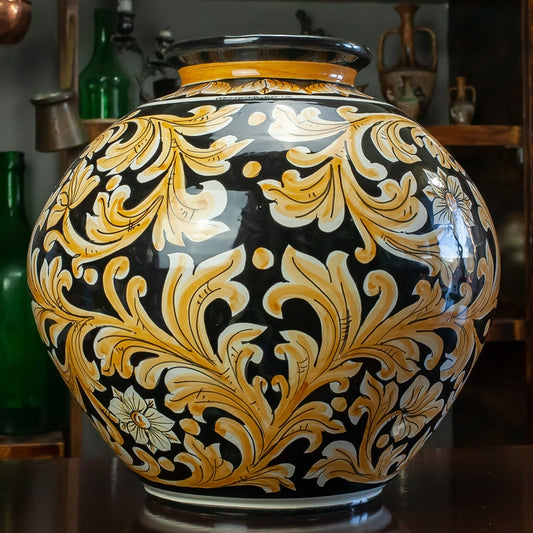 Orcio Ceramica Siciliana di Caltagirone Nero H. 40 cm
