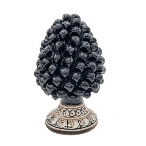 PINECONE IN SICILIAN CERAMIC FROM CALTAGIRONE DECORATED BASE H. 20 CM