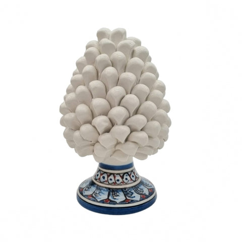 PINECONE IN SICILIAN CERAMIC FROM CALTAGIRONE DECORATED BASE H. 20 CM