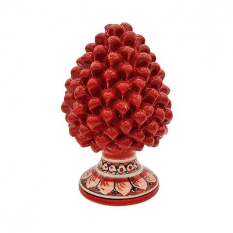 PINECONE IN SICILIAN CERAMIC FROM CALTAGIRONE DECORATED BASE H. 20 CM