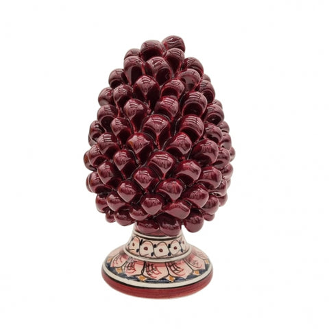 PINECONE IN SICILIAN CERAMIC FROM CALTAGIRONE DECORATED BASE H. 20 CM