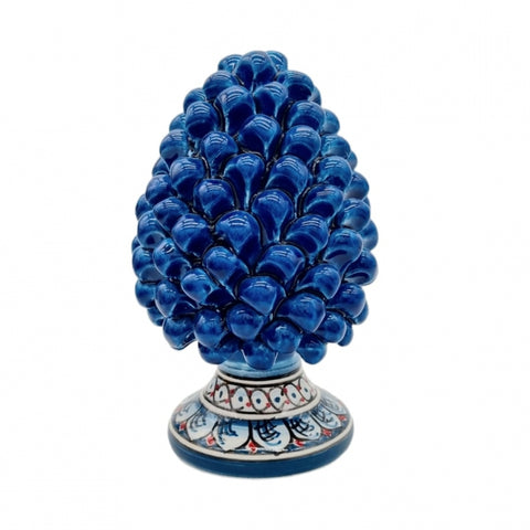 PINECONE IN SICILIAN CERAMIC FROM CALTAGIRONE DECORATED BASE H. 20 CM