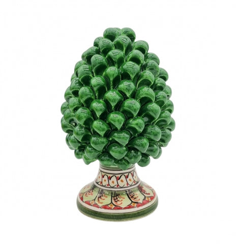 PINECONE IN SICILIAN CERAMIC FROM CALTAGIRONE DECORATED BASE H. 20 CM