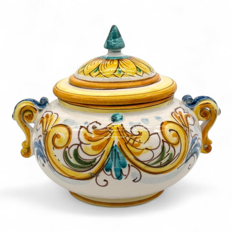 Biscottiera ceramica con manici Giallo Antico cm 25
