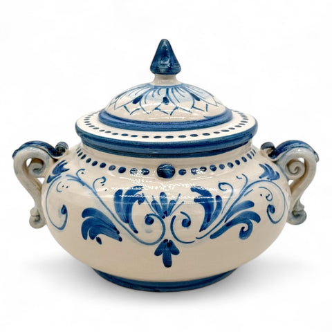 Biscottiera ceramica con manici Blu Antico cm 25