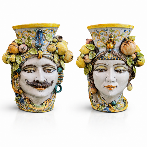 TESTA DI MORO GIARA DONNA CERAMICA SICILIANA CALTAGIRONE 85 CM