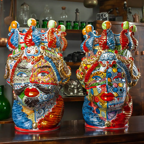 Têtes de Maure Céramique Sicilienne Caltagirone Sicile Art 48 cm