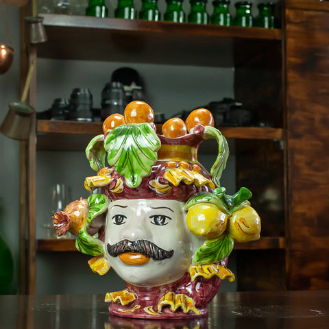 SICILIAN CERAMIC HEAD CALTAGIRONE BORDEAUX 25 CM