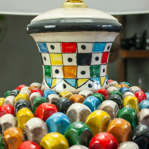 Lampe Pomme de Pin en Céramique Sicilienne Caltagirone Multicolore 75 cm