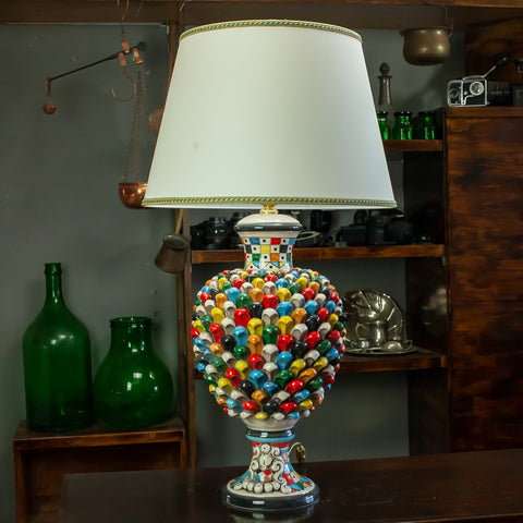 Sicilian Ceramic Pinecone Lamp Caltagirone Multicolor 75 cm