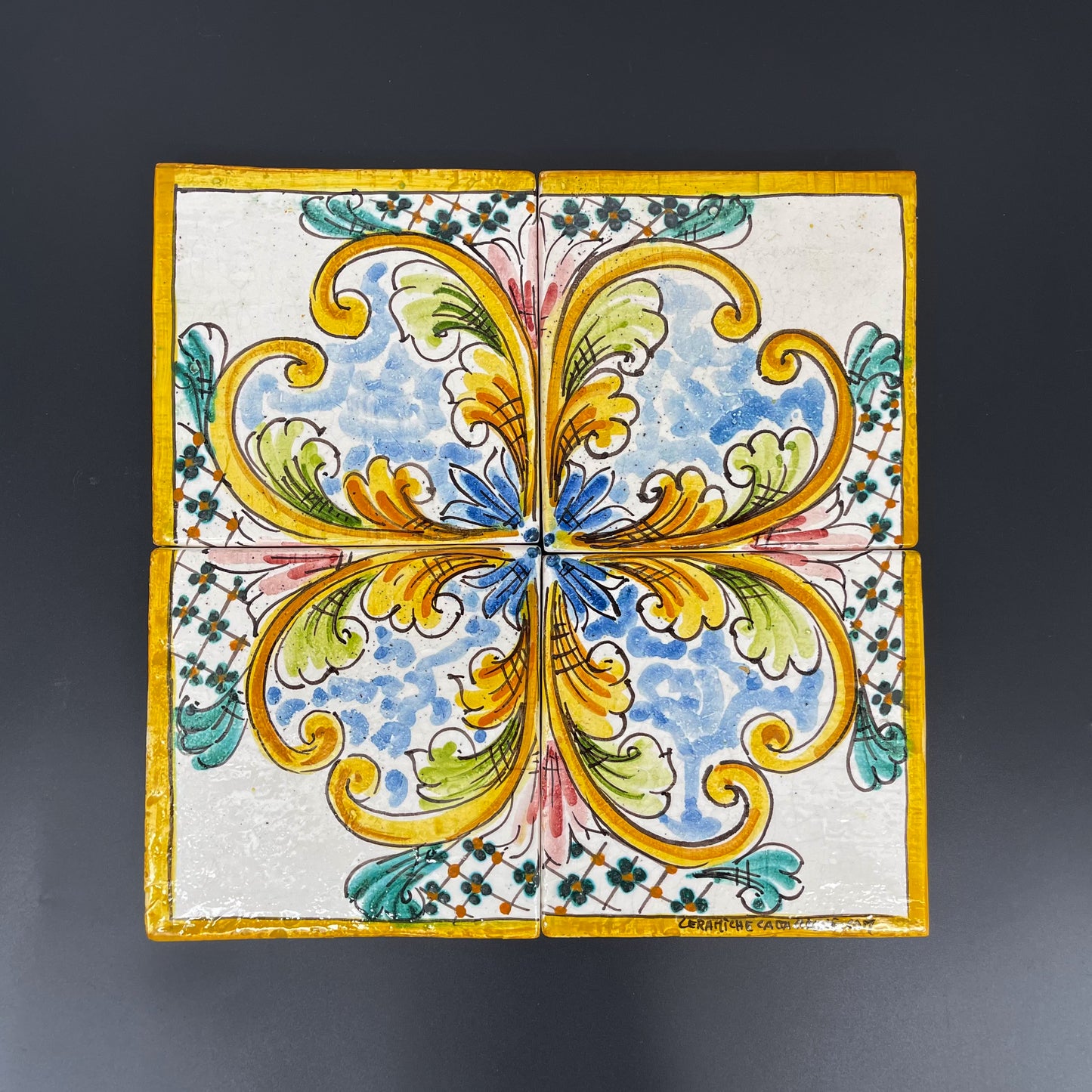 PANNELLO MAIOLICHE CERAMICA SICILIANA CALTAGIRONE 30X30