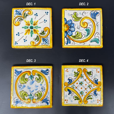 CALTAGIRONE SICILIAN CERAMIC MAJOLICA YELLOW 10X10