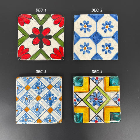 MAIOLICHE CERAMICA SICILIANA CALTAGIRONE DECORATE 10X10