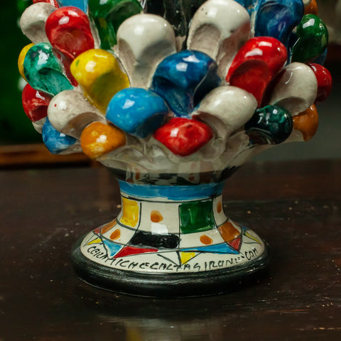 SICILIAN CERAMIC PINE CONE CALTAGIRONE MULTICOLOR 20 CM