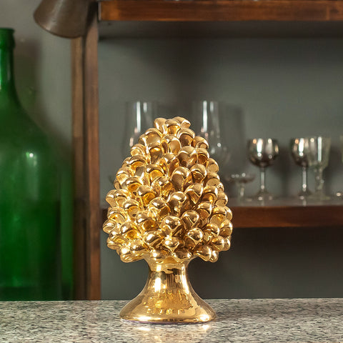 Goldene Keramik-Tannenzapfen der Serie „Luxury Gold“ – verschiedene Größen